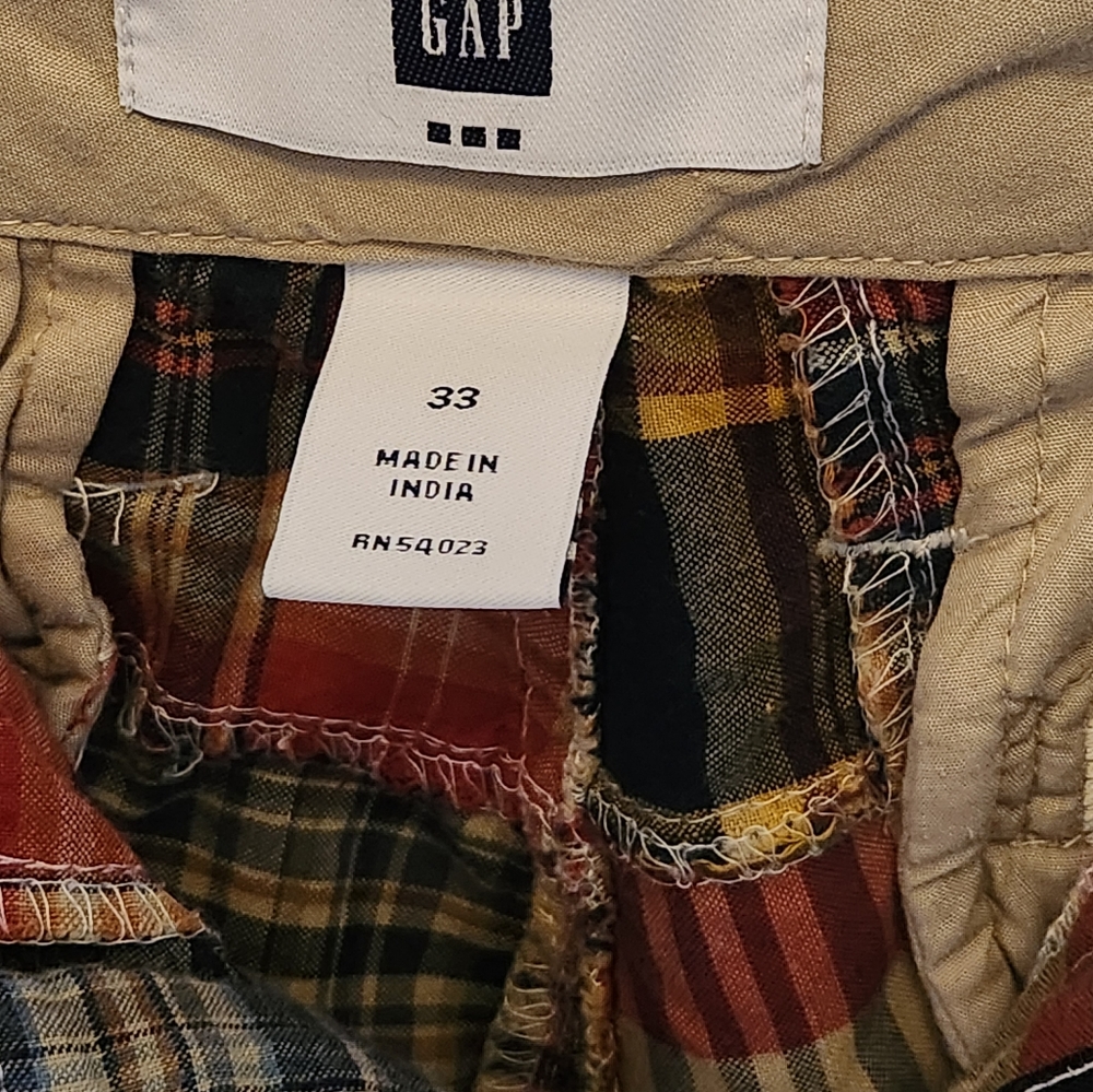 Gap Men's Cargo Madras Patchwork Plaid Shorts 33 - image 3
